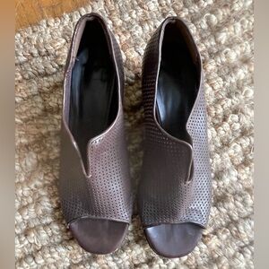 Maria Cornejo Brown Perforated Peep-Toe Mules